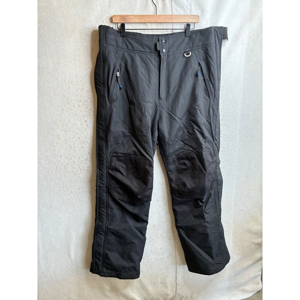 Slalom Mens Black Insulated Snow Pants Reinforced Knees Winter Ski Large